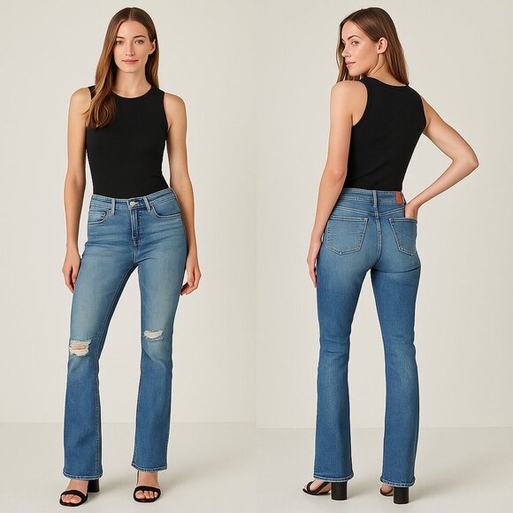 LUCKY🍀BRAND Women’s Mid-Rise Distressed Sweet Boot Jeans – Size 8/29 👖💙 - Picture 1 of 16